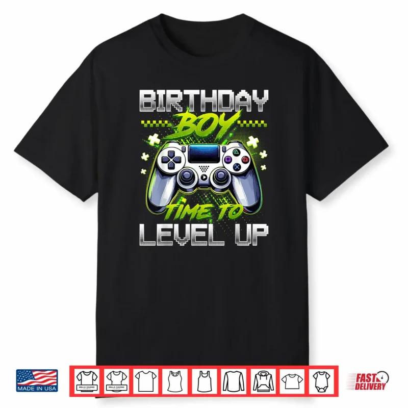 Birthday Boy Time to Level Up Video Game Birthday Party Boys Shirt