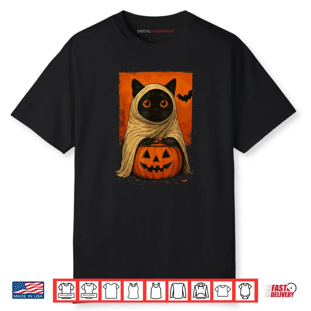 Black Cat Halloween Pumpkin Spooky Ghost Funny Vintage Shirt 1 Black Cat Halloween Pumpkin Spooky Ghost Funny Vintage Shirt