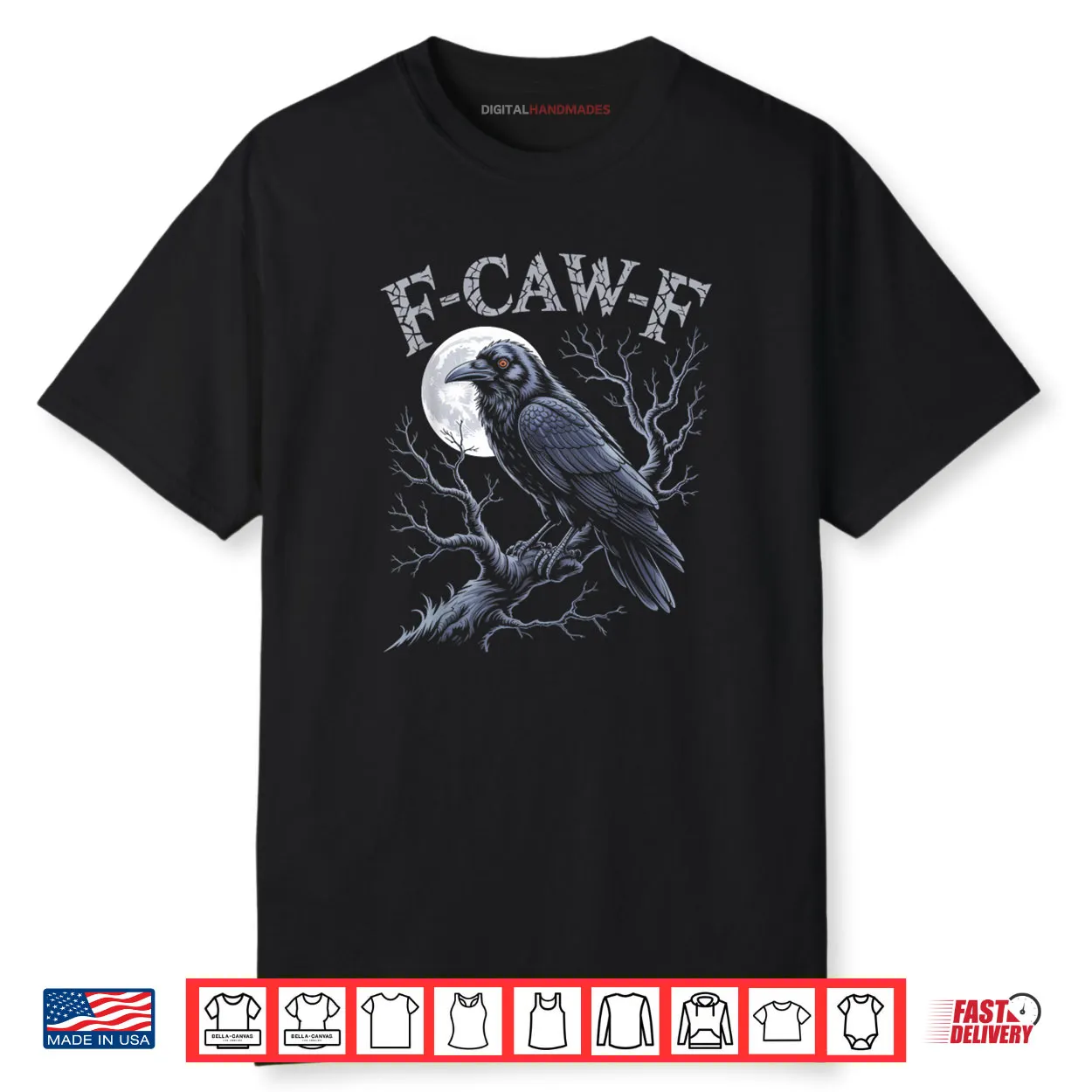 Black Crow F Caw F Funny Black Bird Moon Gothic Adult Humor Shirt
