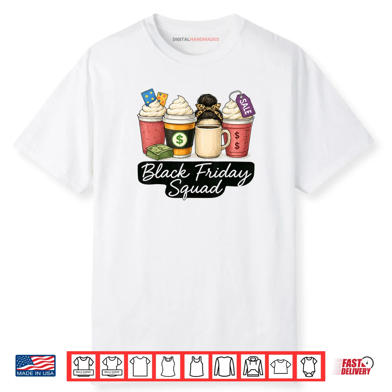 Black Shopping Friday Squad Coffee Cups Coffee Lovers Shirt
