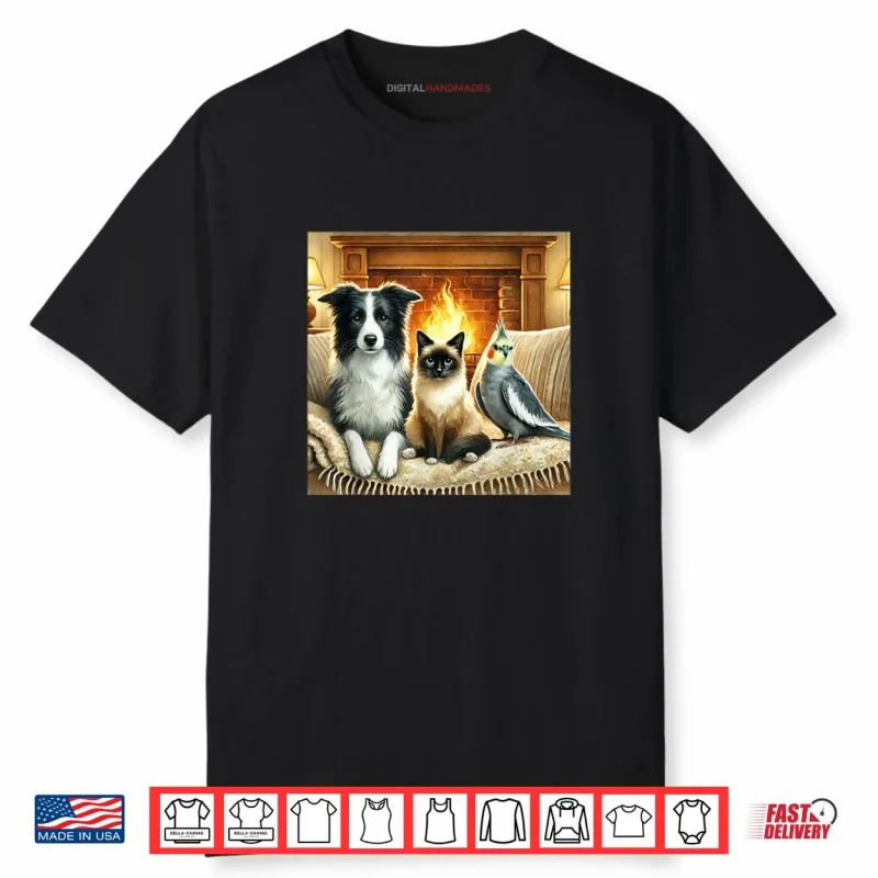 Border Collie Siamese Cat and Cockatiel Shirt