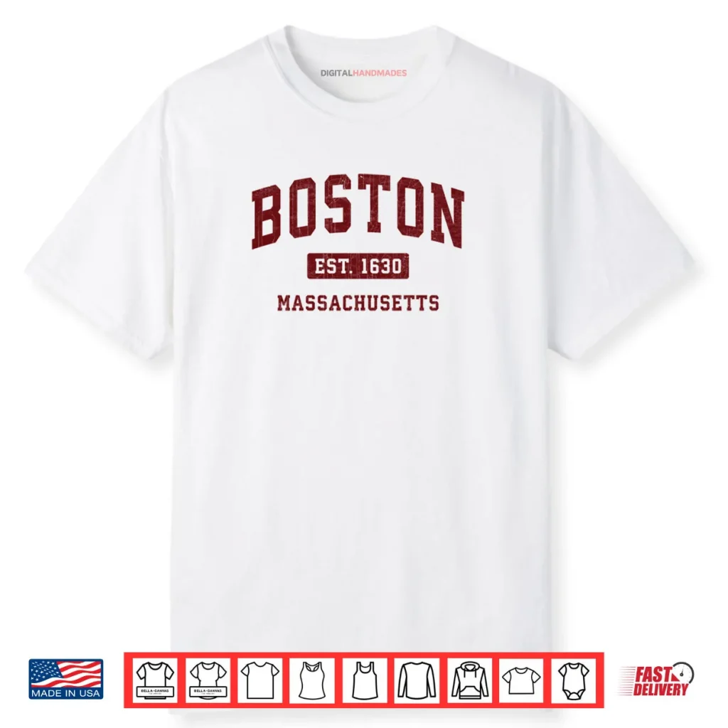 Boston Massachusetts MA Vintage Athletic Sports Shirt 1 Boston Massachusetts MA Vintage Athletic Sports Shirt