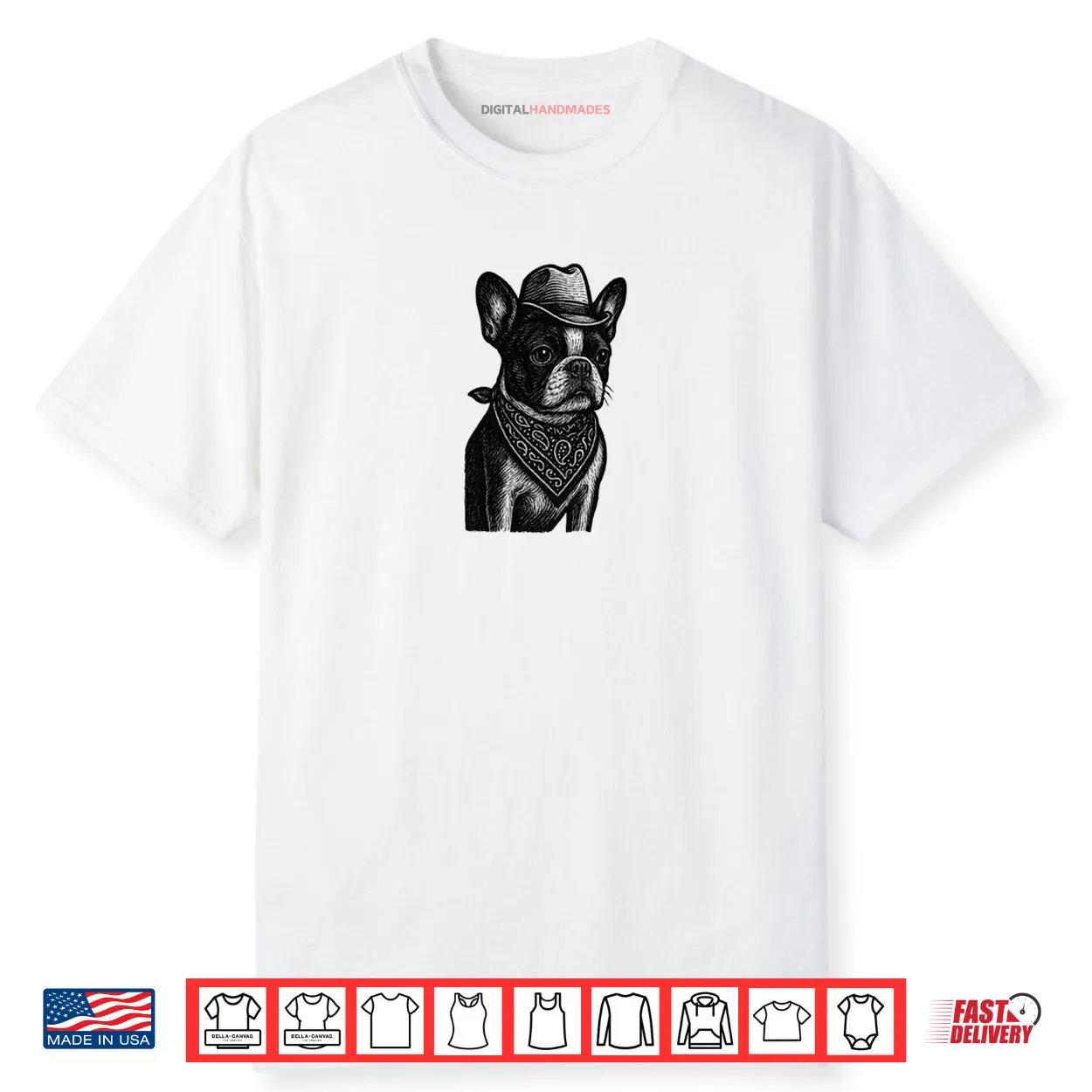Boston Terrier Dog Cowboy Bandana Shirt