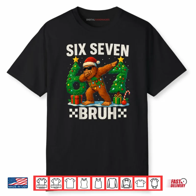 Bruh 67 Six Seven Santa Bigfoot Dabbing Christmas Shirt