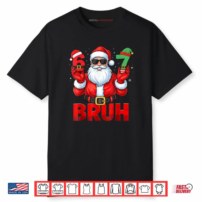 Bruh Six Seven 67 Meme 6 7 Elf Santa Christmas Pajamas Shirt