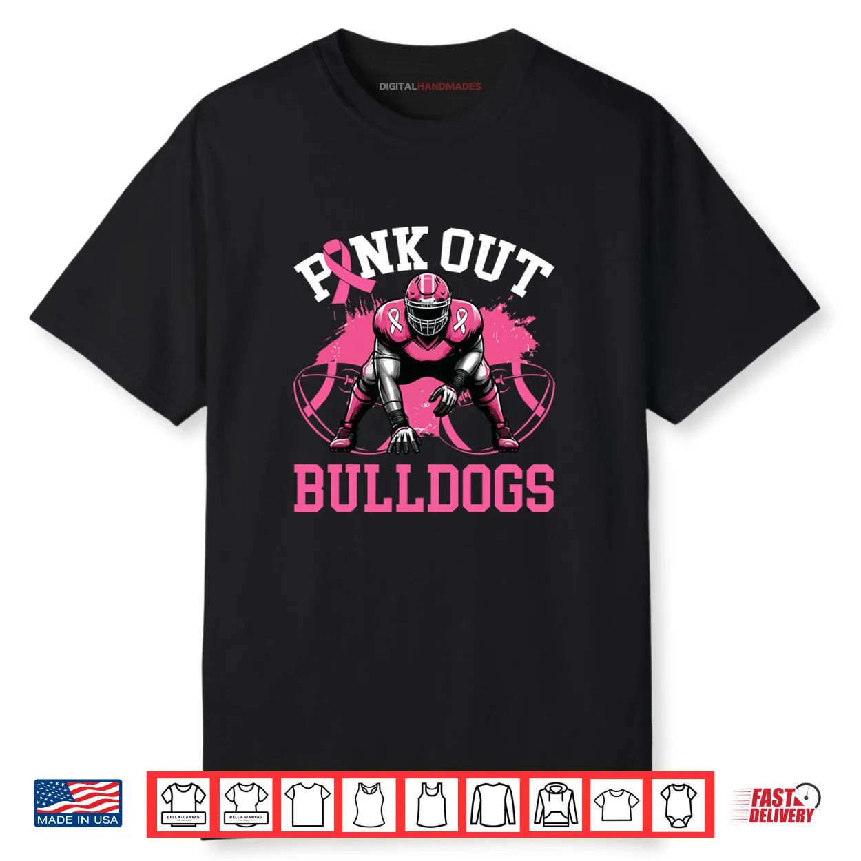 Bulldog Pink Out Football Tackle Breast Cancer Awareness Shirt