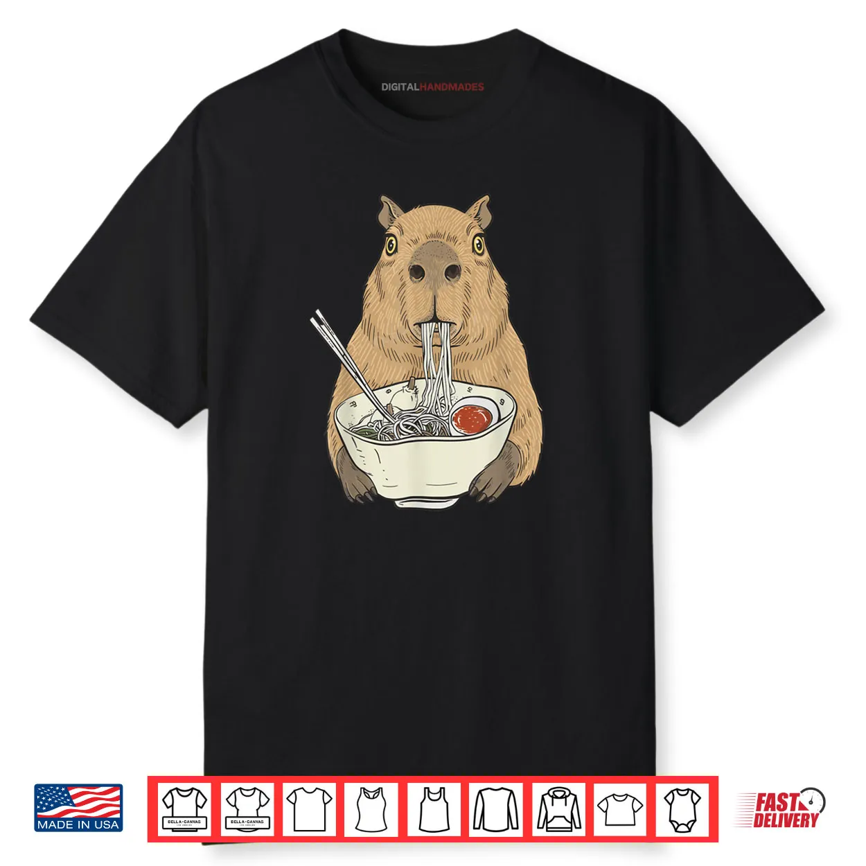 Capybara Ramen Japanese Kawaii Anime Gifts Shirt