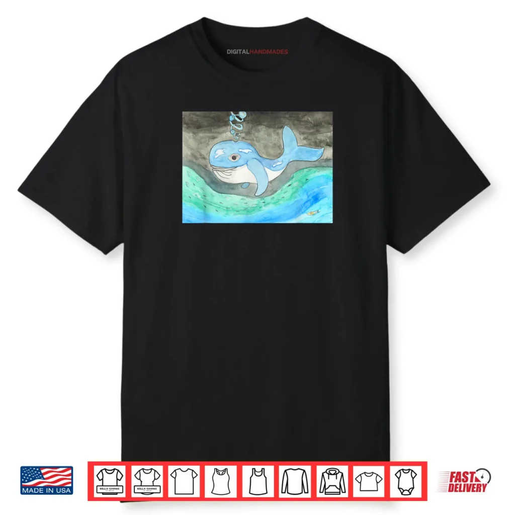 Cartoon Watercolor Whale Shirt