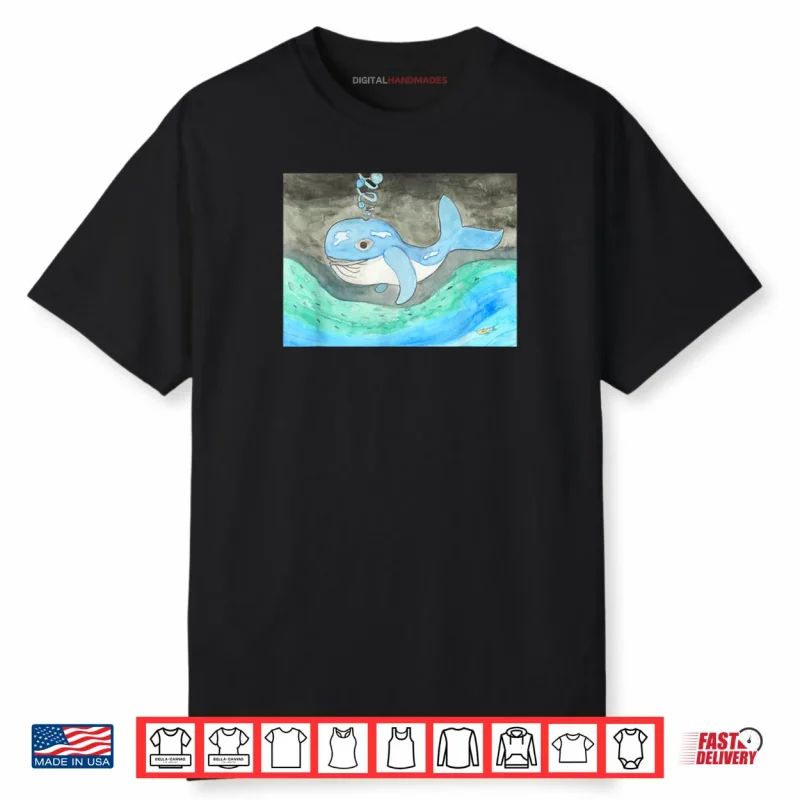 Cartoon Watercolor Whale Shirt