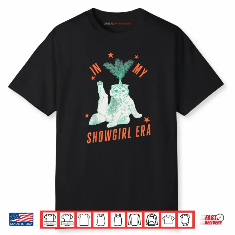 Cat in Showgirl Costume Retro Humor Shirt