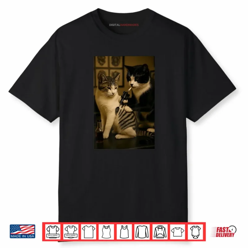 Cat Smoking Tattoo Inked Kitty Artist Funny Meme Shirt