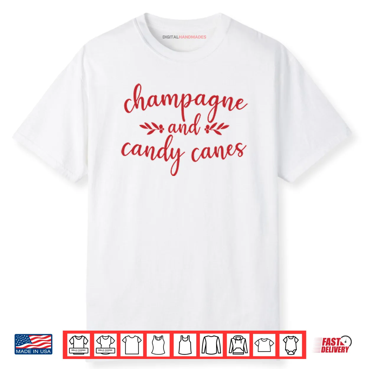 Champagne And Candy Canes Christmas Shirt