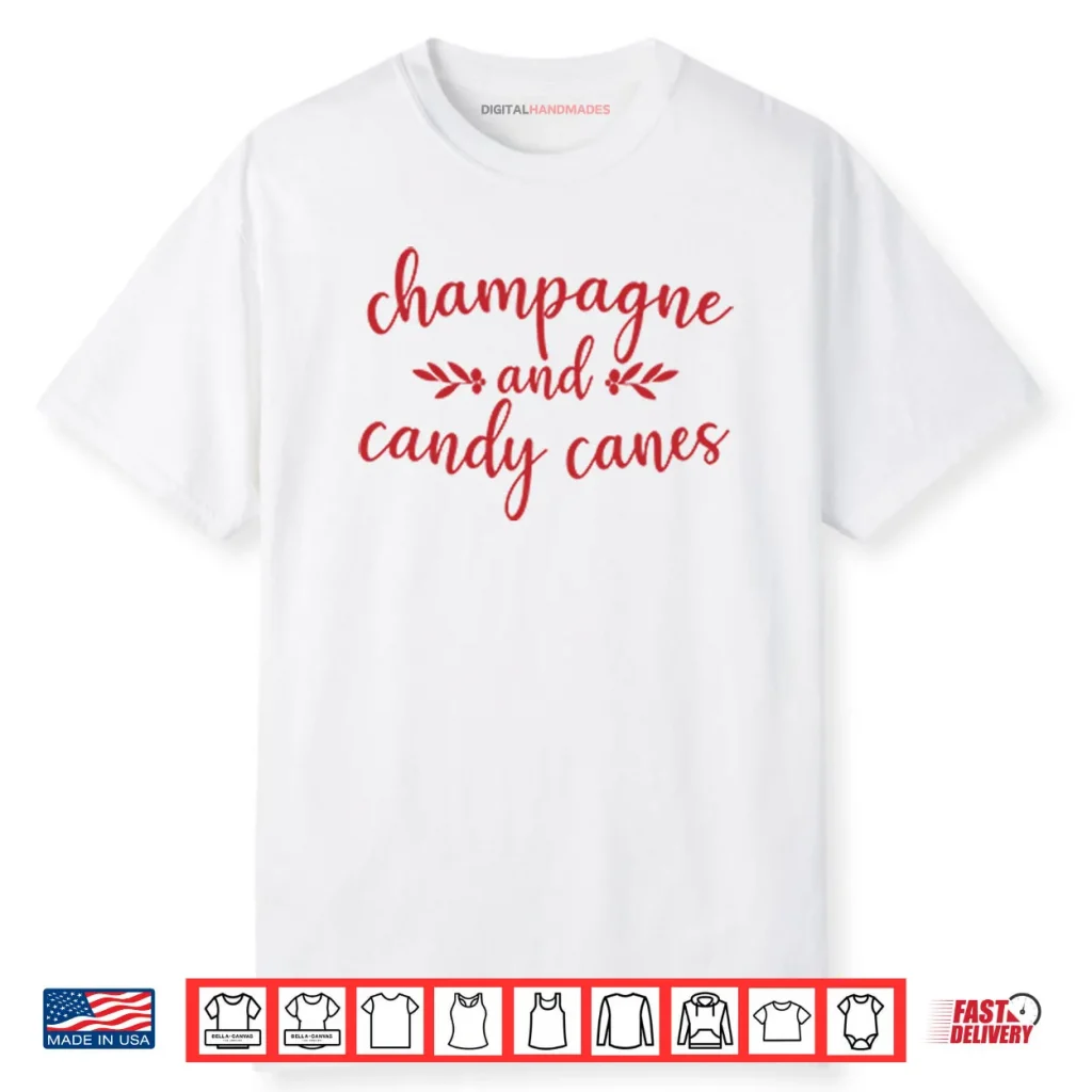 Champagne And Candy Canes Christmas Shirt