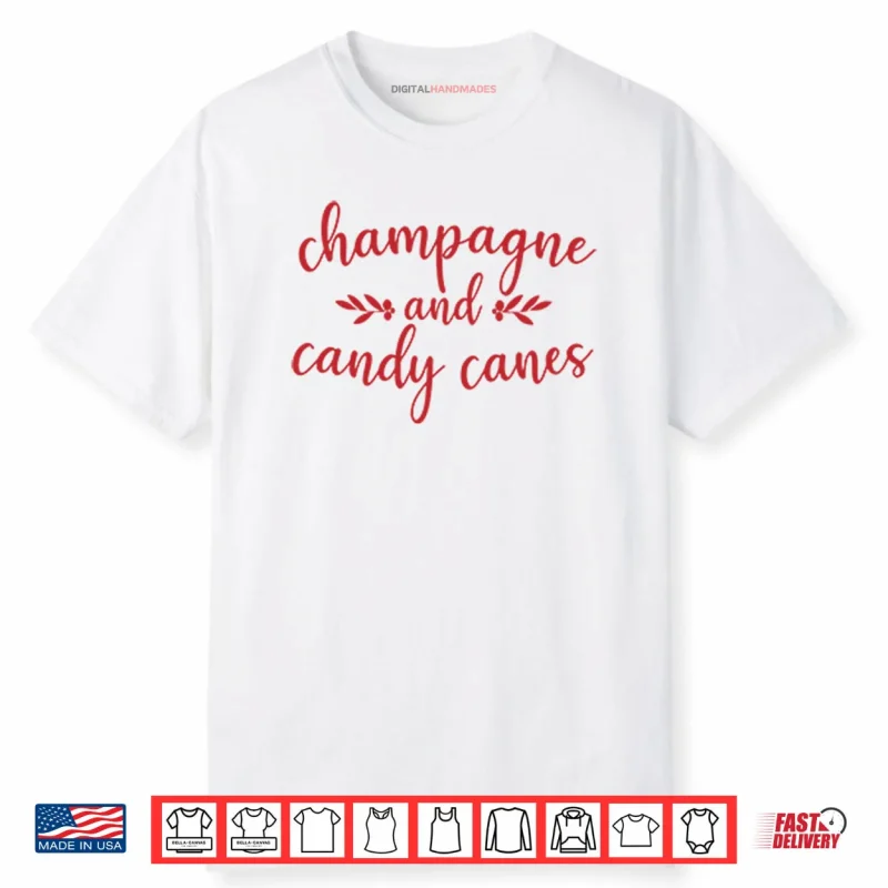 Champagne And Candy Canes Christmas Shirt