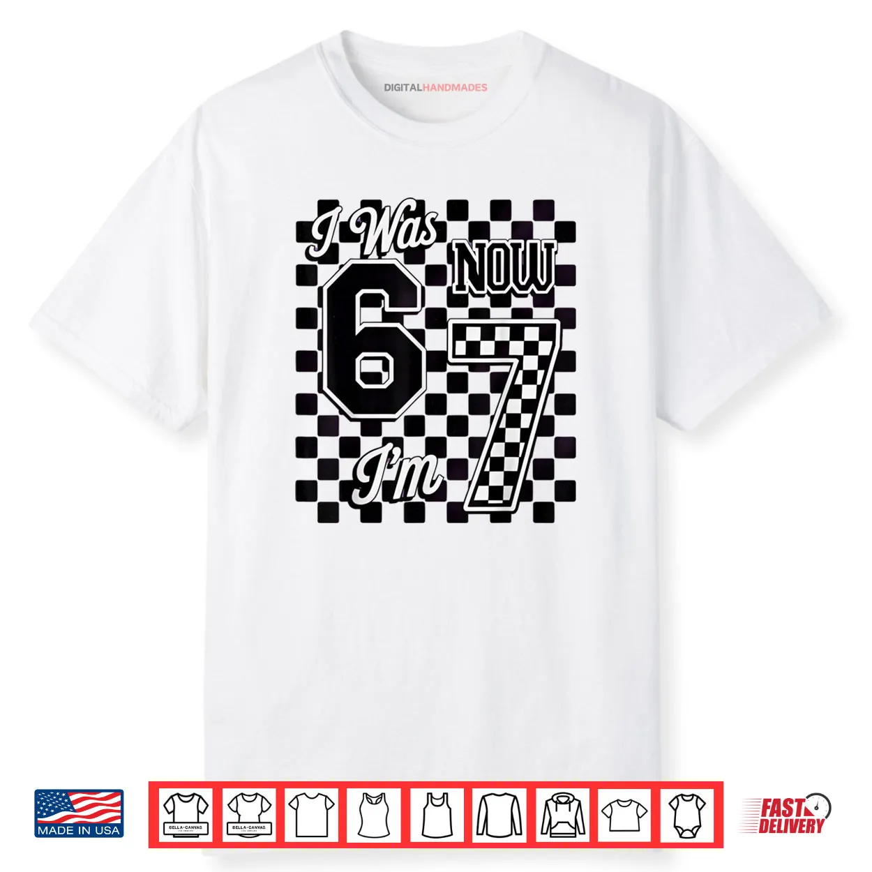Checkered I was 6 Now I’m 7 Birthday Seven Years Old Shirt