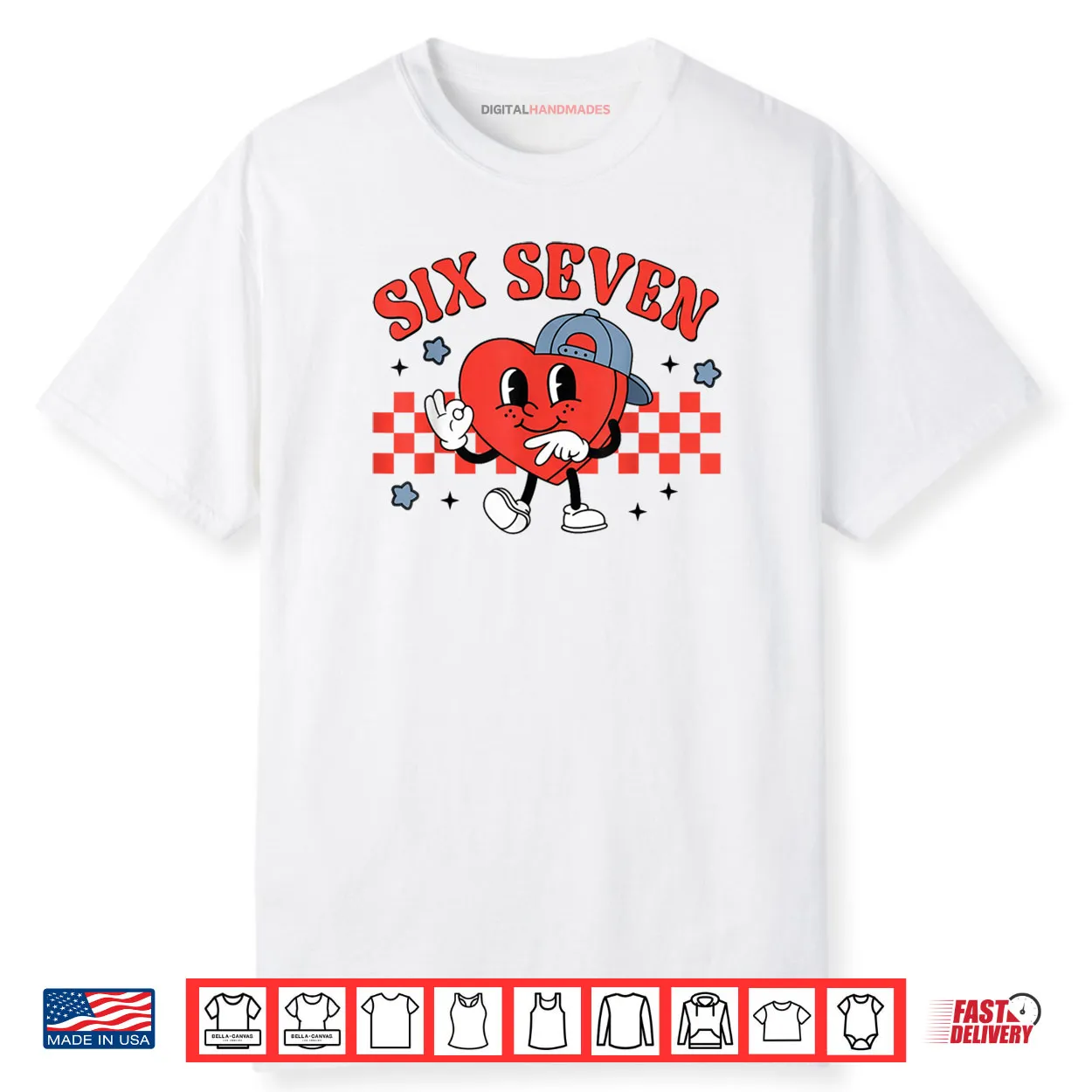 Checkered Six Seven Cool Hearts 67 Valentines Day Shirt