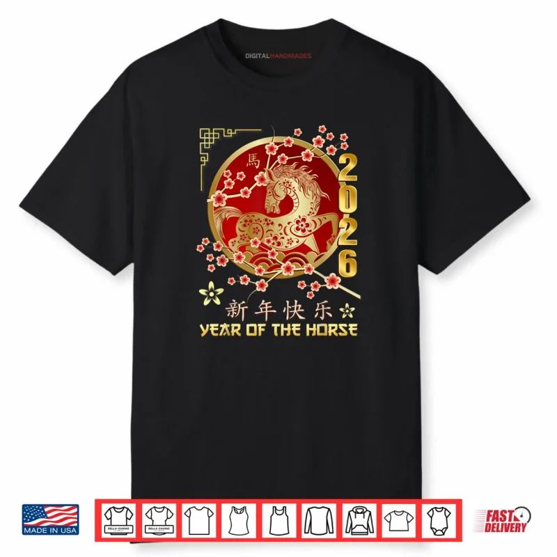 Chinese New Year 2026 Year of The Horse Gold Shirt