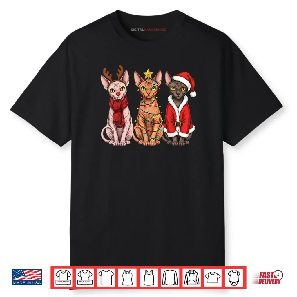 Christmas Sphynx Cat Santa Reindeer Shirt