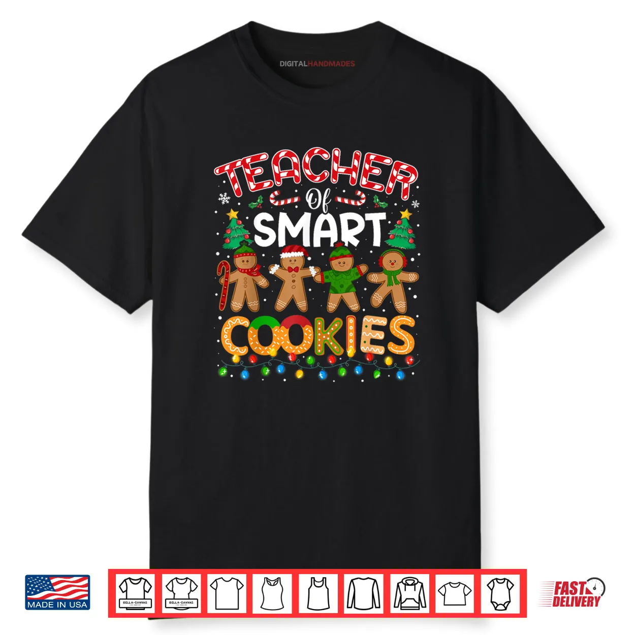 Christmas Teacher of Smart Cookies Funny Cute Gingerbread Shirt