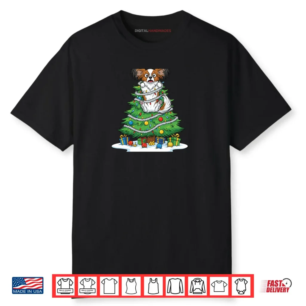 Christmas Tree Papillon Dog Shirt 1 Christmas Tree Papillon Dog Shirt