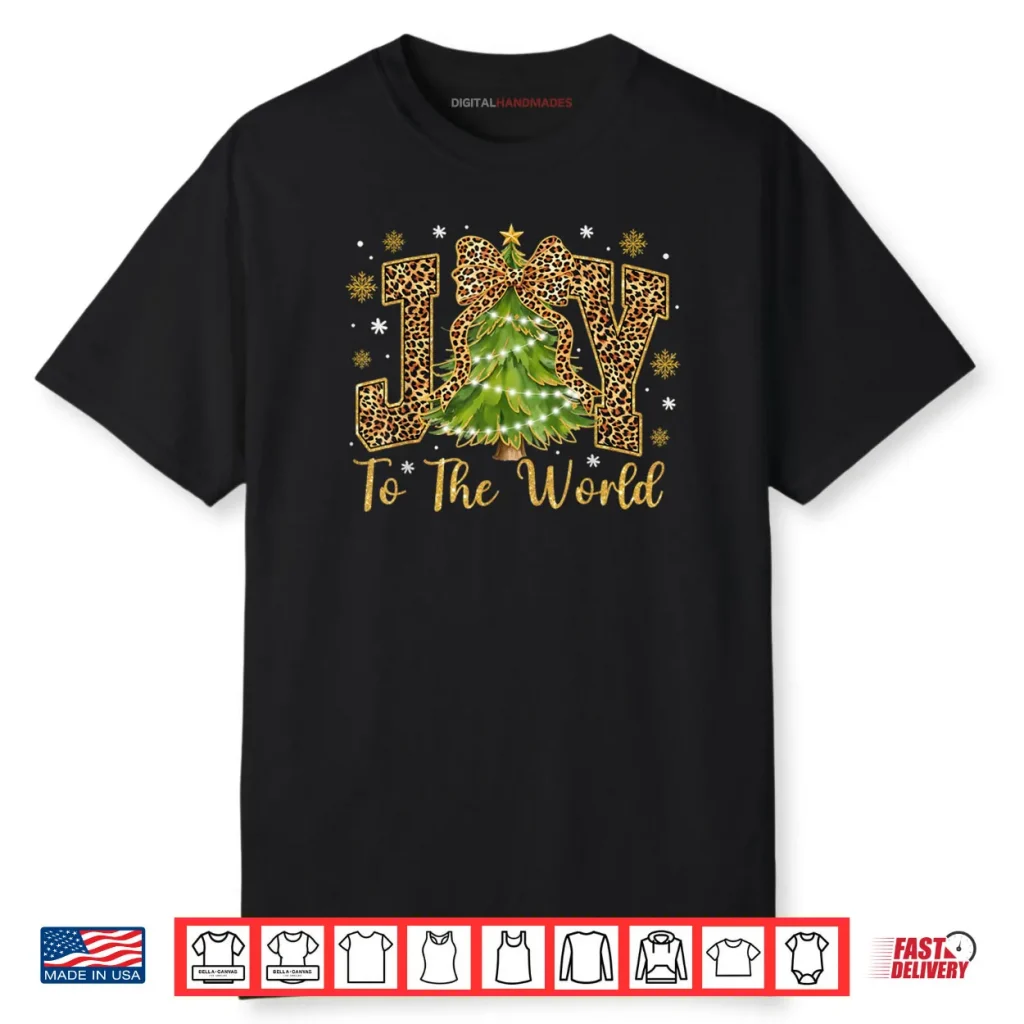 Coquette Bow Leopard Christmas Joy to The World Xmas Tree Shirt 1 Coquette Bow Leopard Christmas Joy to The World Xmas Tree Shirt