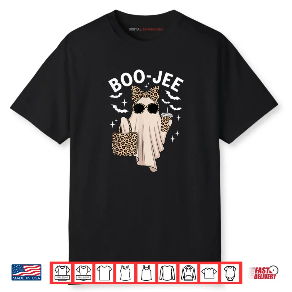 Coquette Leopard Ghost Coffee Boo JEE Halloween Boujee Ghost Shirt