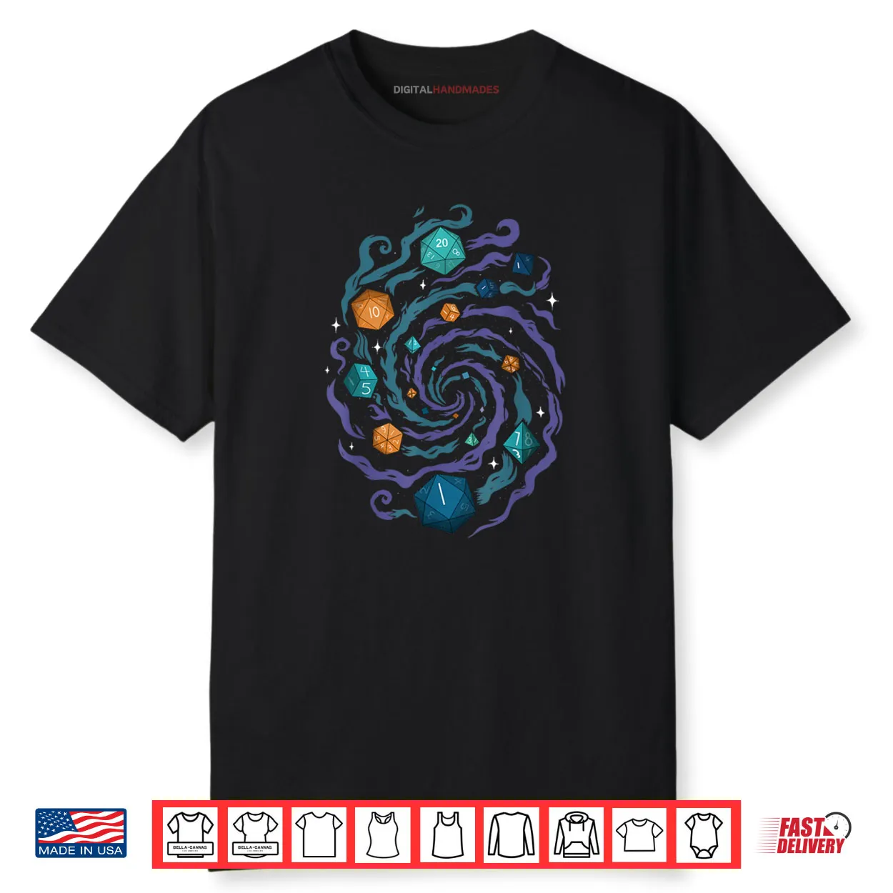 Cosmic Dice Spiral Tabletop RPG Shirt