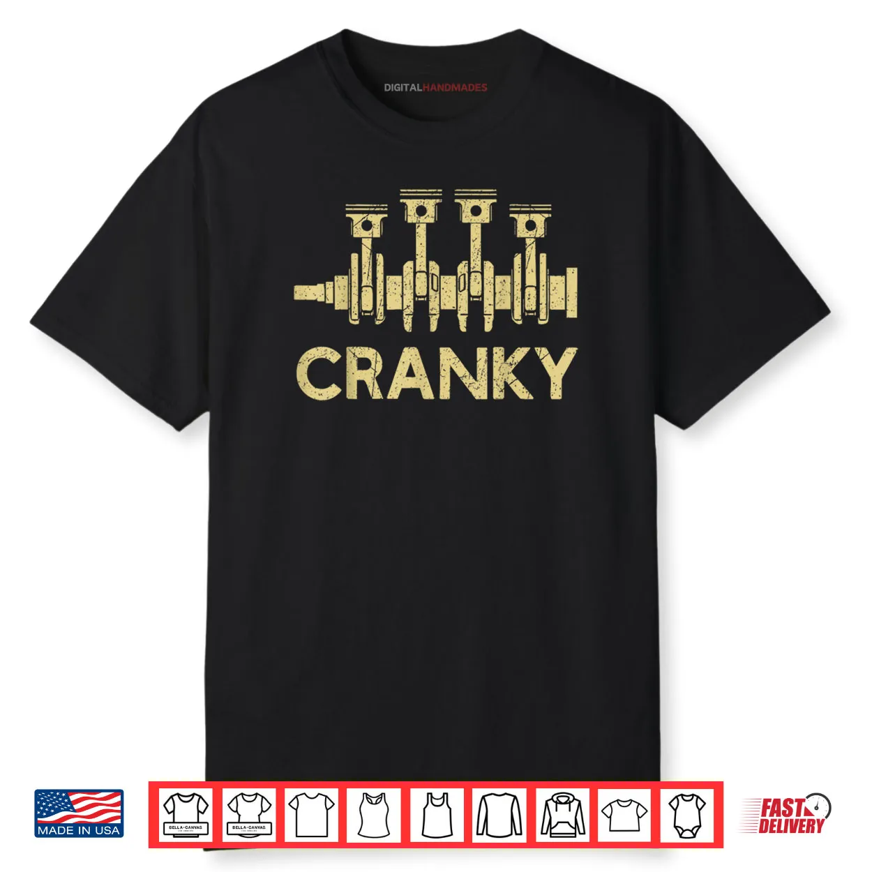 Cranky Car Engine Crankshaft Fathers Day Best Dad Men Humor Shirt
