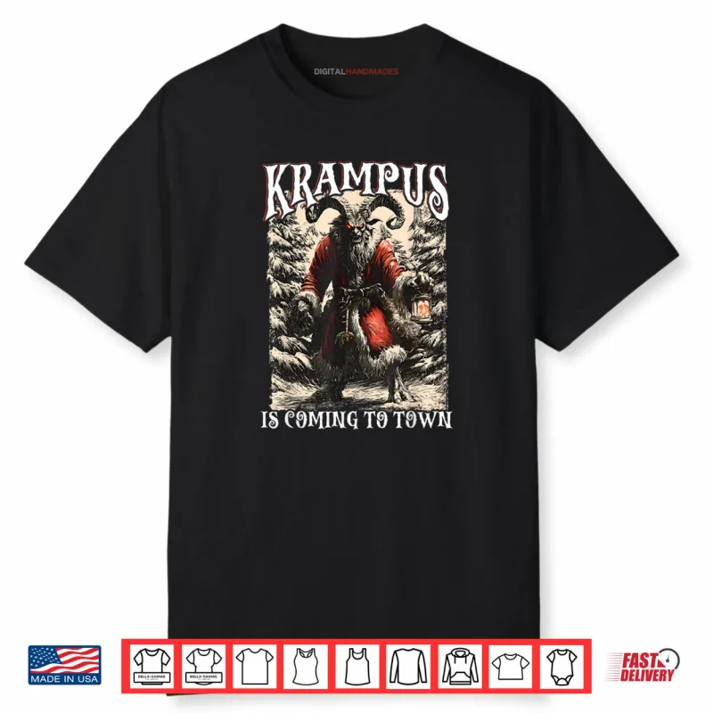 Creepmas Krampus is Coming to Town Dark Humor Xmas Shirt