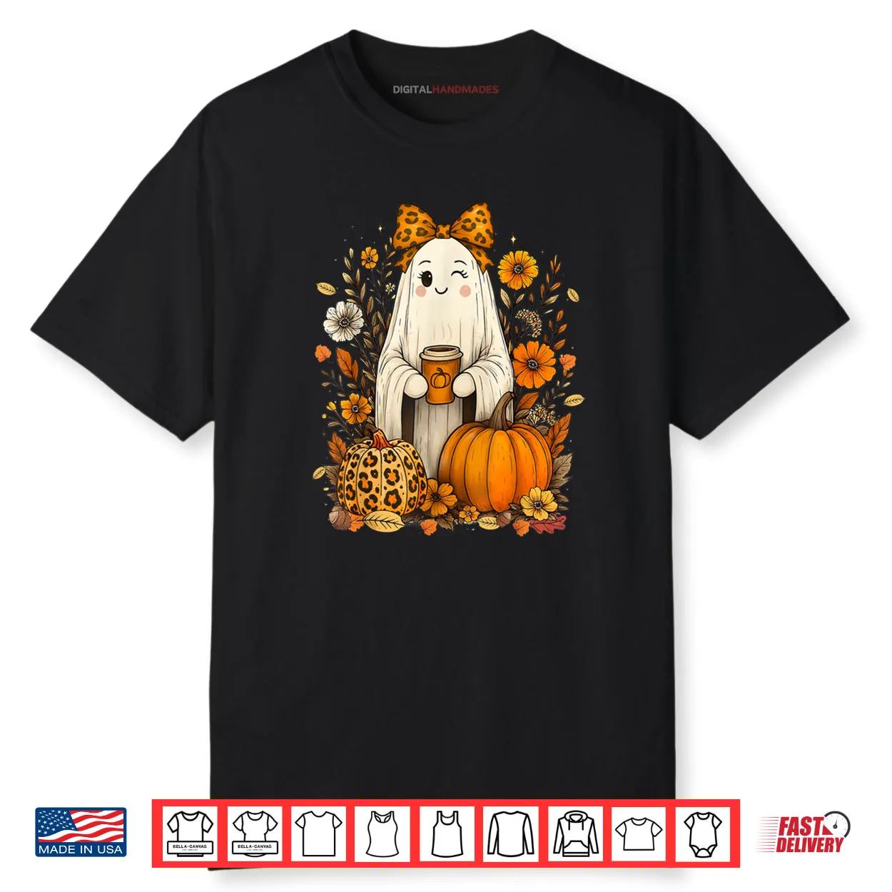 Cute Boo Coquette Leopard Pumpkin Spice Autumn Fall Shirt
