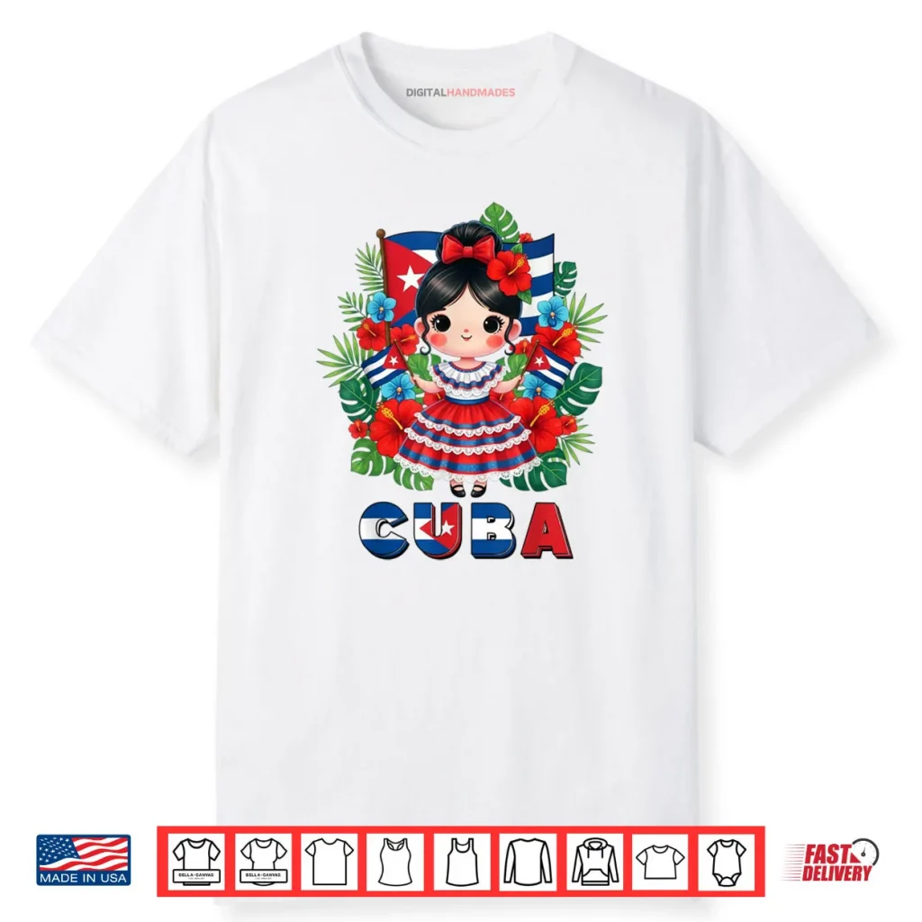 Cute Cuba Cuban Girl Traditional Dress Tropical Flowers Shirt 1 Cute Cuba Cuban Girl Traditional Dress Tropical Flowers Shirt