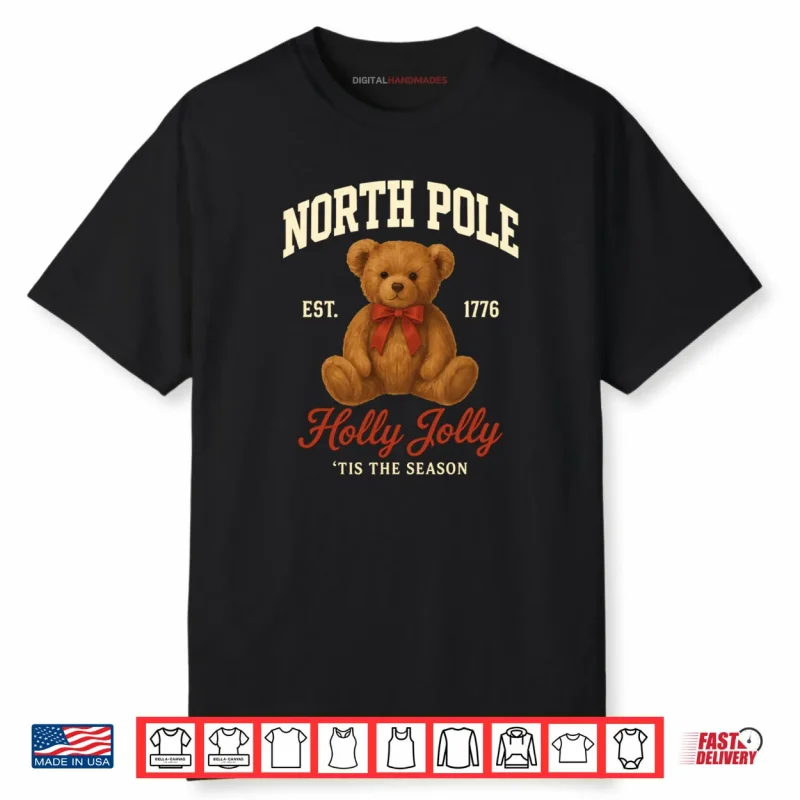 Cute North Pole Teddy Bear College Athletic Style Sweater Shirt