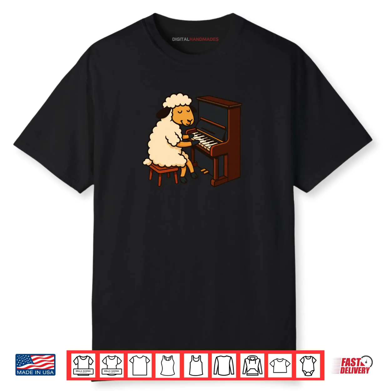 Cute Sheep Playing Piano Musician Music Shirt