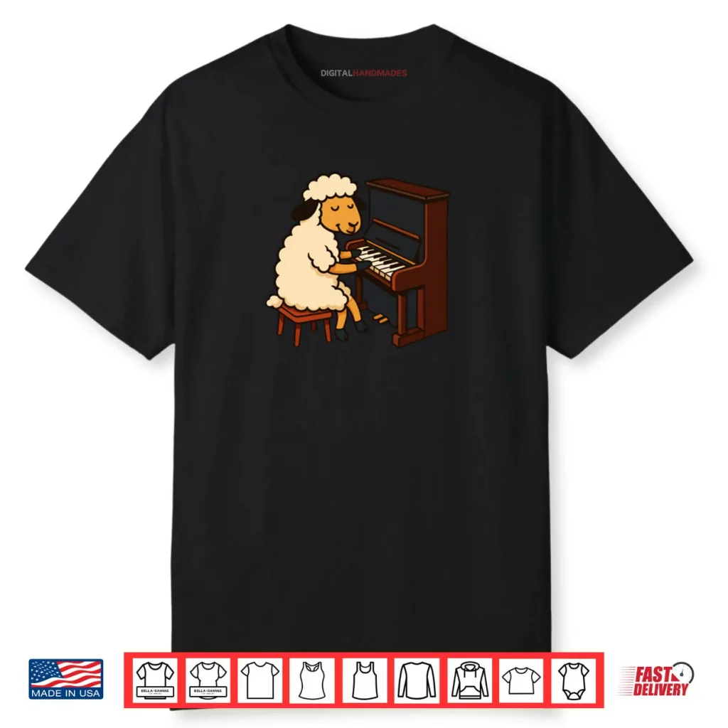 Cute Sheep Playing Piano Musician Music Shirt 1 Cute Sheep Playing Piano Musician Music Shirt