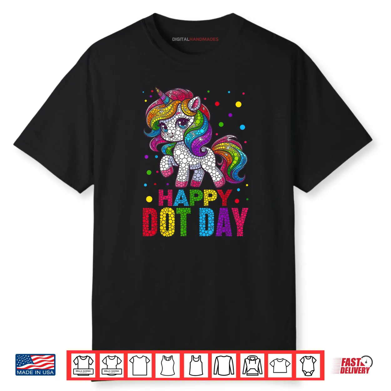 Cute Unicorn Polka Dot Art Student Happy Dot Day Shirt