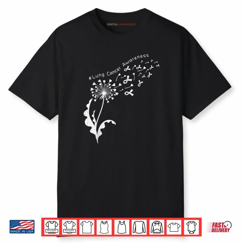 Dandelion Lung Cancer Awareness White Ribbon Support Shirt