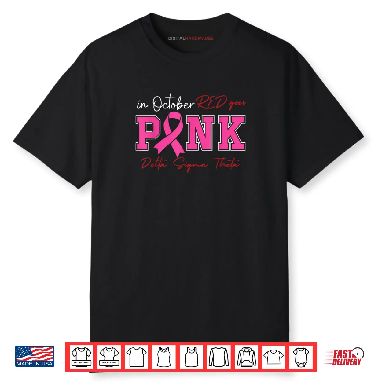 Deltas Wear Pink Breast Cancer Awareness Pink Ribbon Shirt