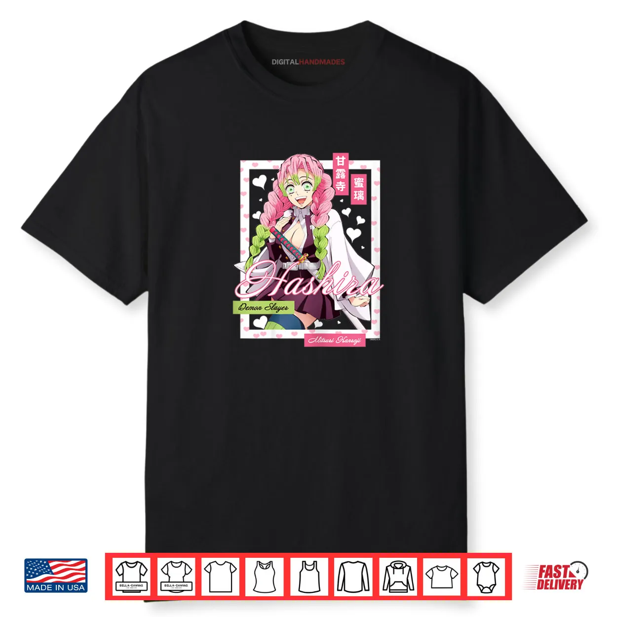 Demon Slayer Kimetsu no Yaiba Mitsuri Kanroji Pink Heart Shirt
