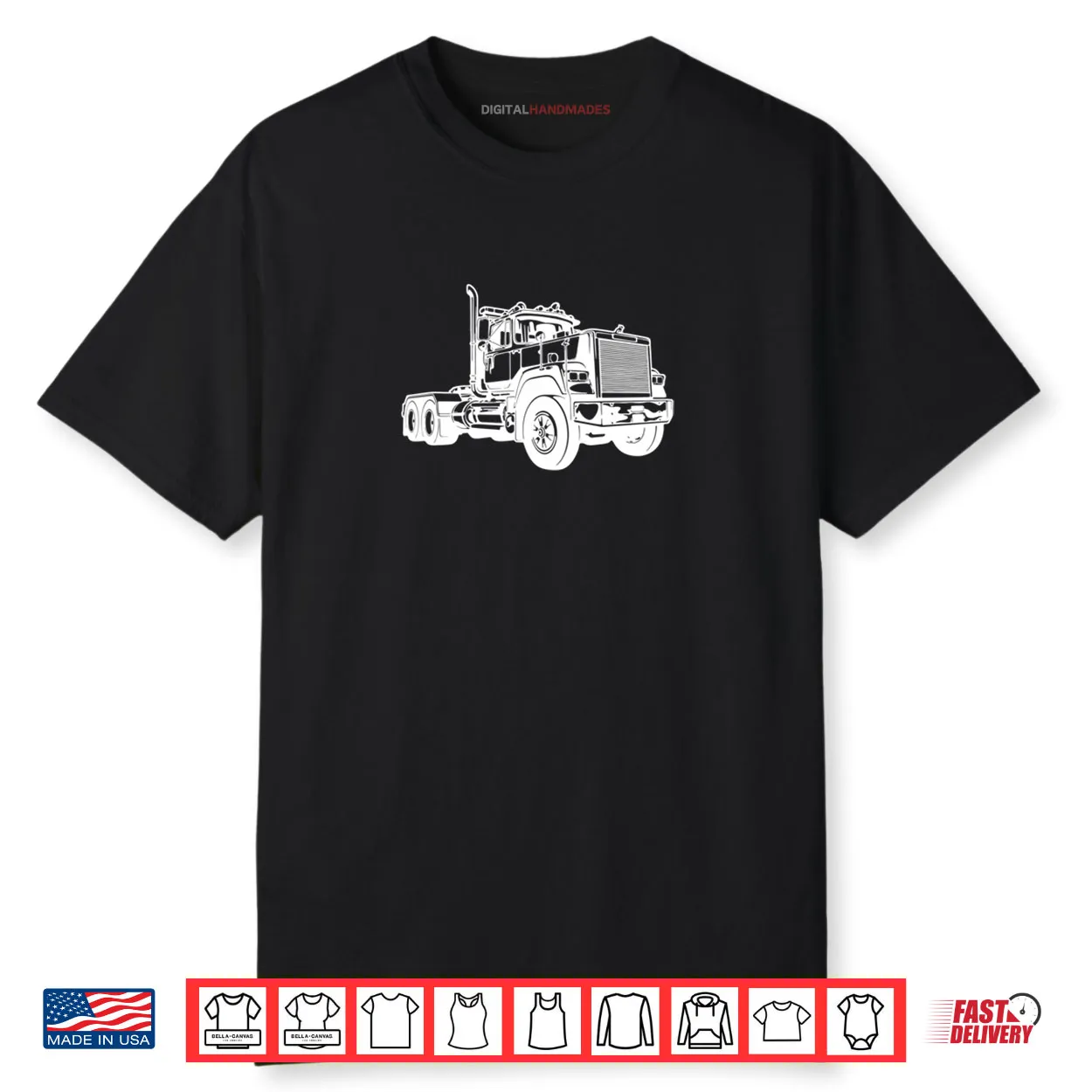 Diesel Truck Day Cab Big Rig Driver Graphic Art Shirt