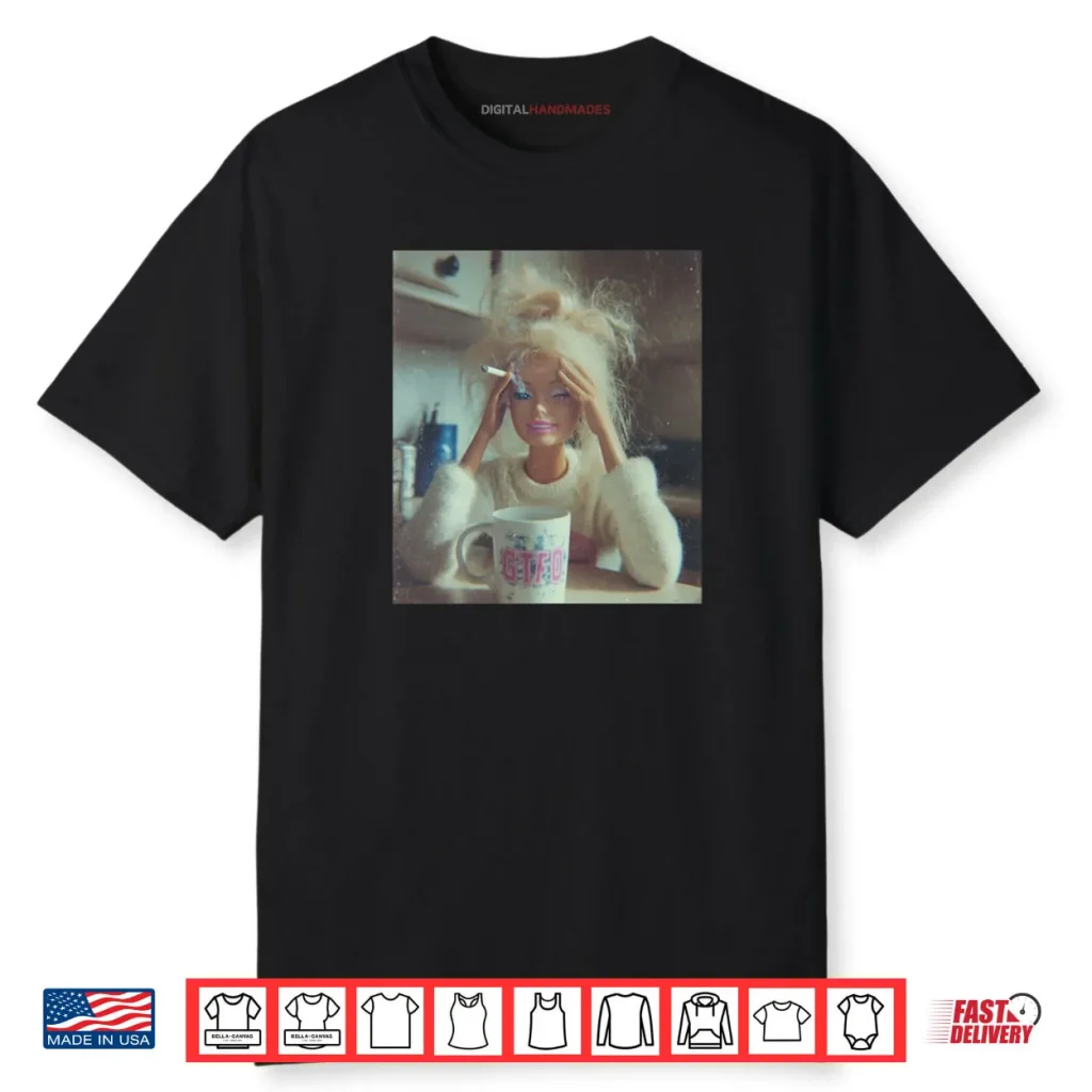 Distressed Doll Face Meme Smoking Sarcastic Humor Shirt