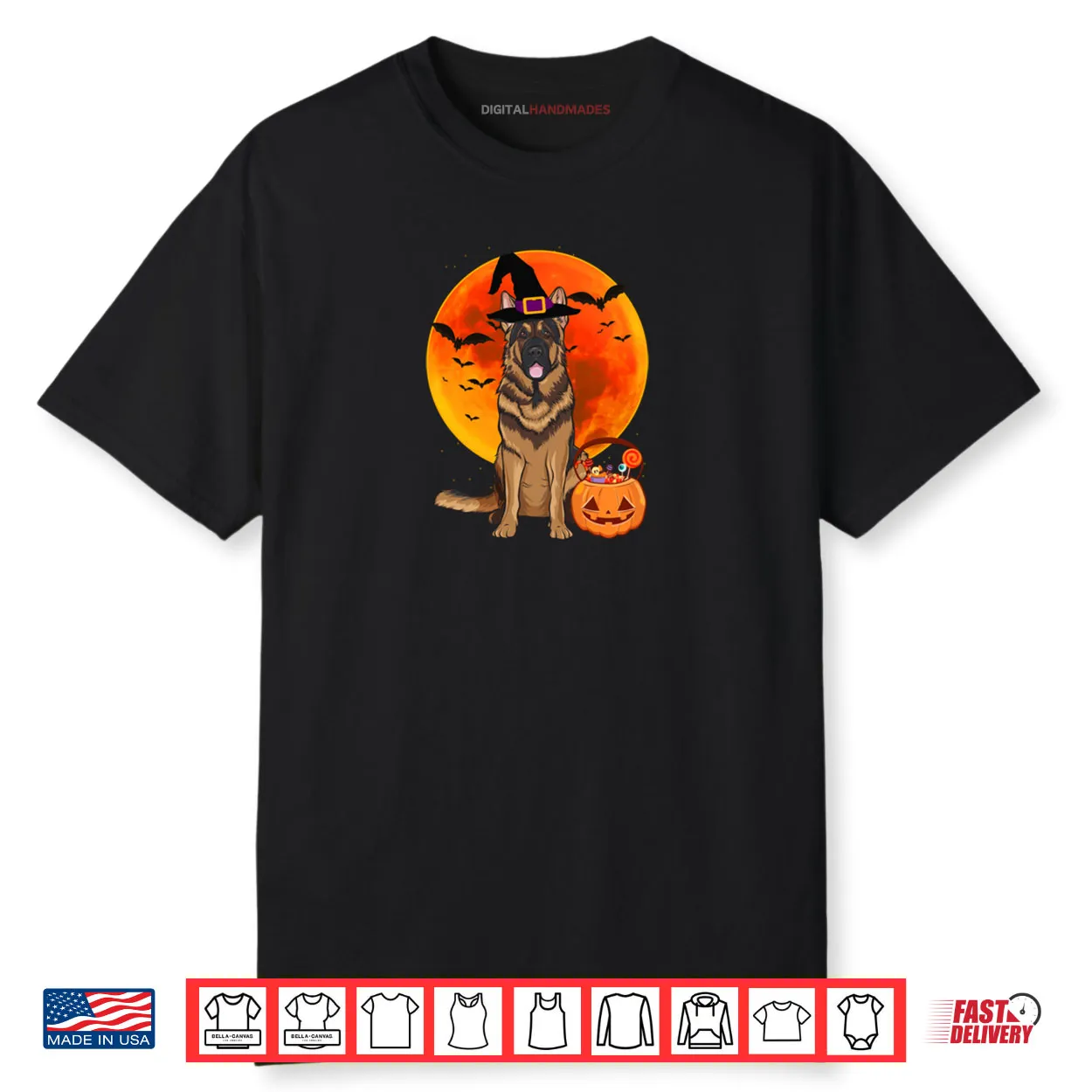 Dog Halloween German Shepherd Jack O Lantern Pumpkin Shirt