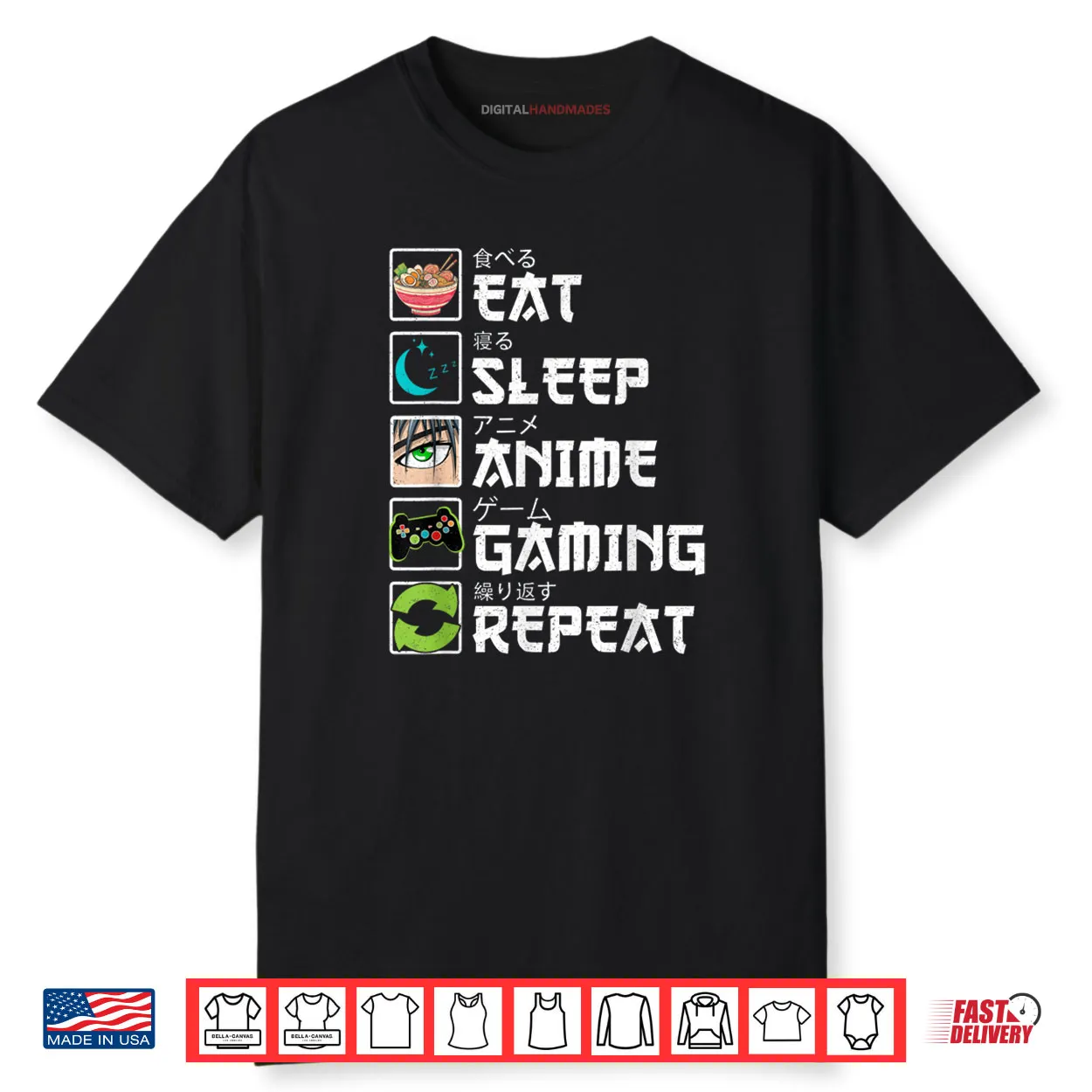 Eat Sleep Anime Gaming Repeat Gamer Shirt