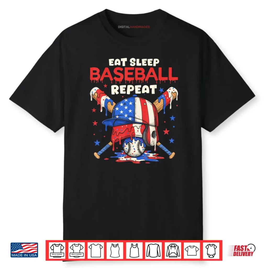Eat Sleep Baseball Repeat Funny Ice Cream Drip Crossed Bats Shirt 1 Eat Sleep Baseball Repeat Funny Ice Cream Drip Crossed Bats Shirt