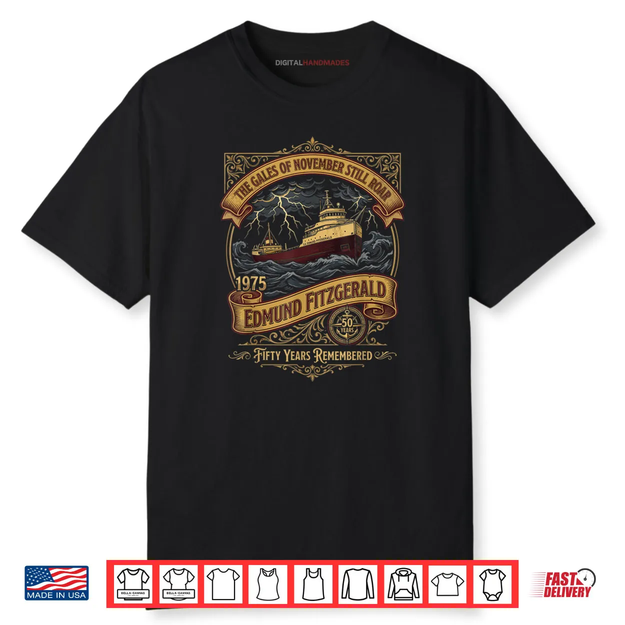Edmund Fitzgerald Ship 1975 Anniversary Great Tribute Shirt