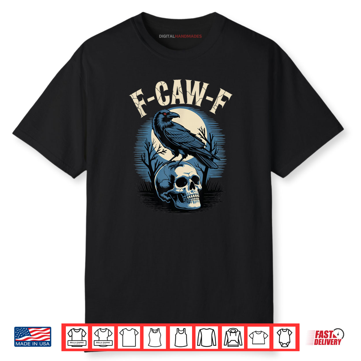 F Caw F Funny Black Crow Bird Moon Gothic Adult Humor F cawF Shirt
