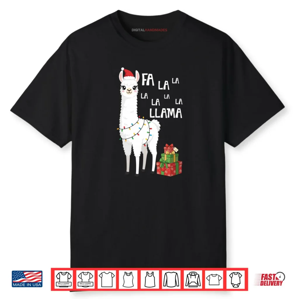 Fa La La Llama Xmas Lights Funny Llama Lover Xmas Pajamas Shirt 1 Fa La La Llama Xmas Lights Funny Llama Lover Xmas Pajamas Shirt