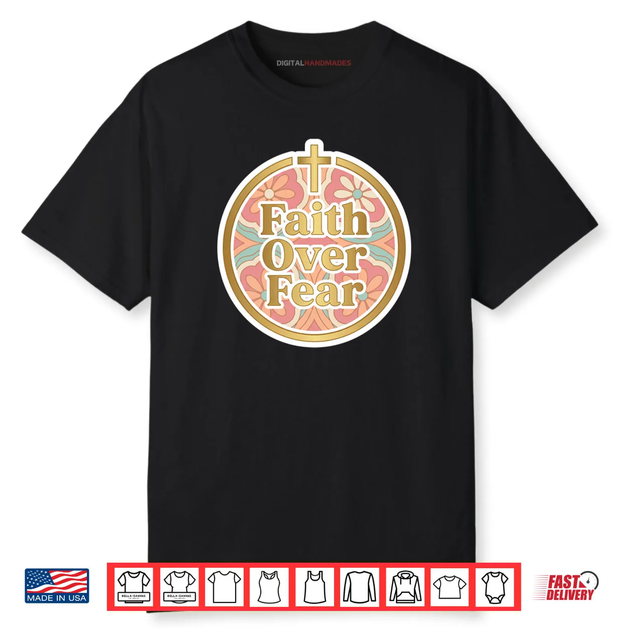 Faith Over Fear Floral Christian Bible Verse Shirt