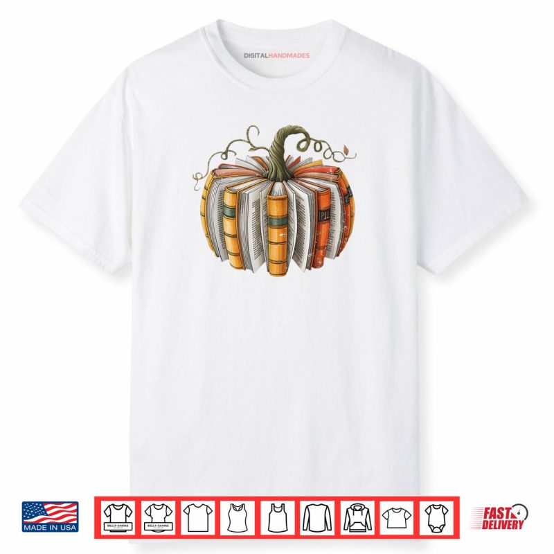 Fall Book Pumpkin Fall Librarians Bookworm Teachers Students Shirt