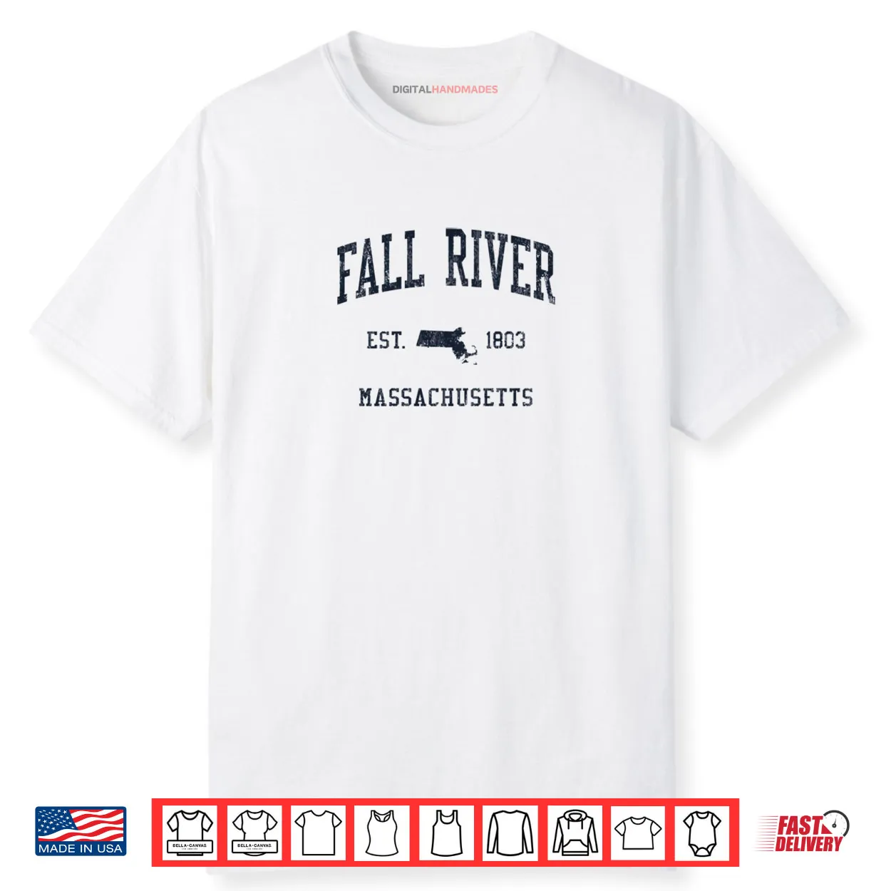 Fall River MA JN1 Vintage Athletic Blue Design Shirt