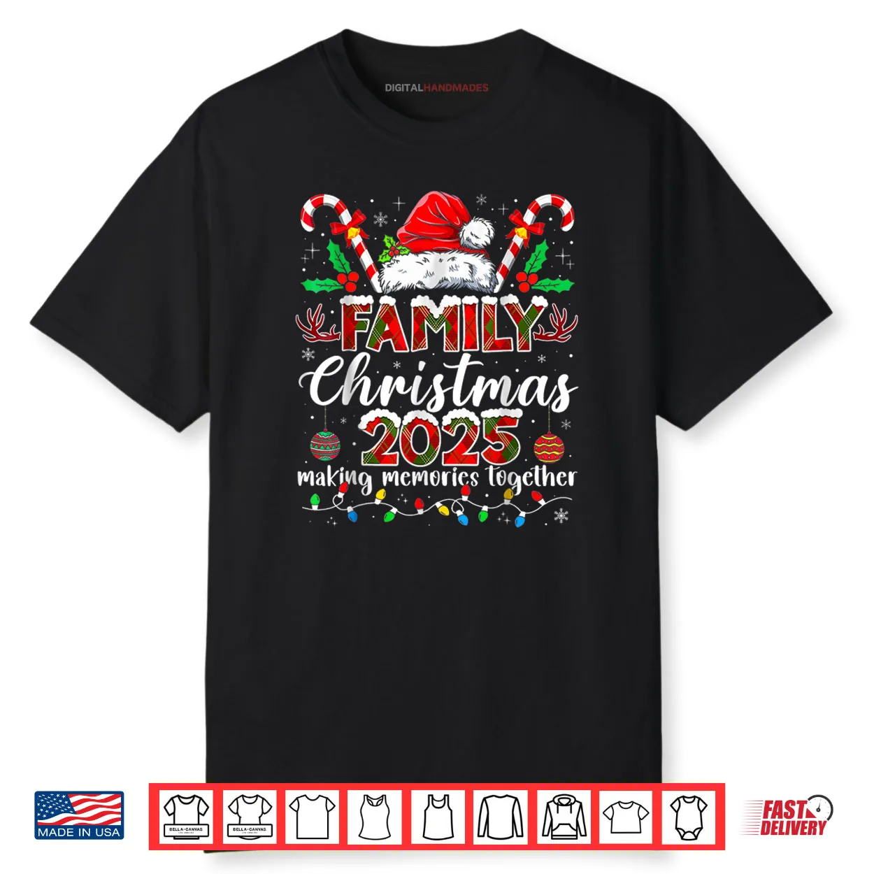 Family Christmas 2025 Matching Santa Tee Xmas Pajamas Pjs Shirt